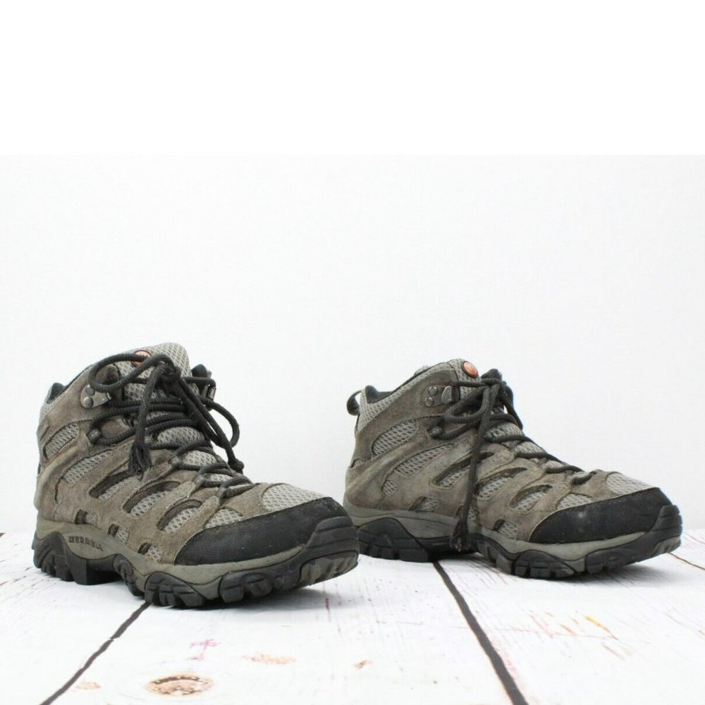 Merrell Beluga Gray Suede & Mesh Waterproof Vibram Sole Hiking Boots Size 7 - Picture 3 of 9